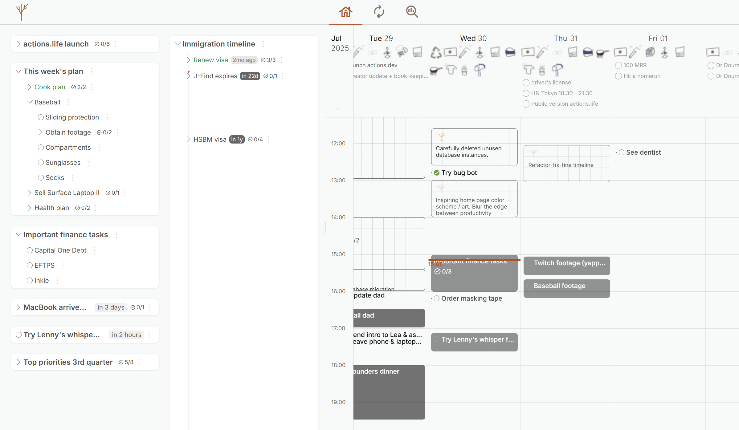 screenshot of actions.life